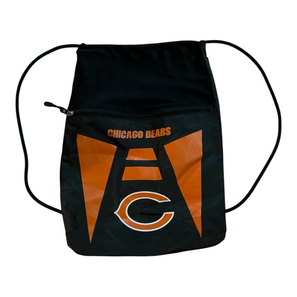 NFL Handbags - NFL Chicago Bears Dark Navy Blue/Orange Front Zipper Cinched Backsack Unisex